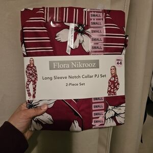 Flora Nikrooz Burgundy Floral Pajama Set, Size Small